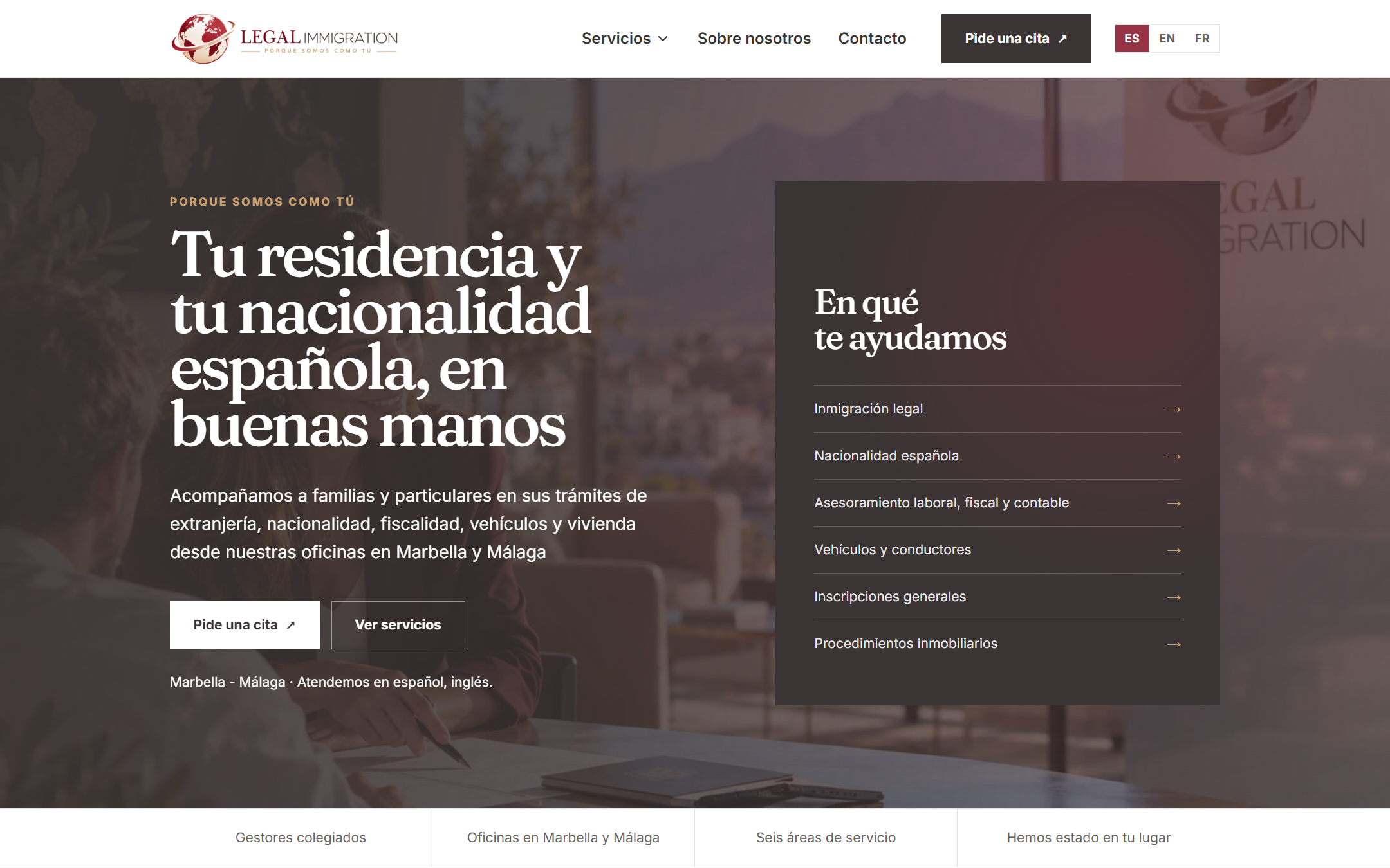 De website van Legal Immigration op een desktopscherm
